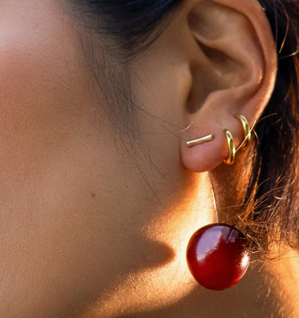 Sweet Cherry Threader Earrings