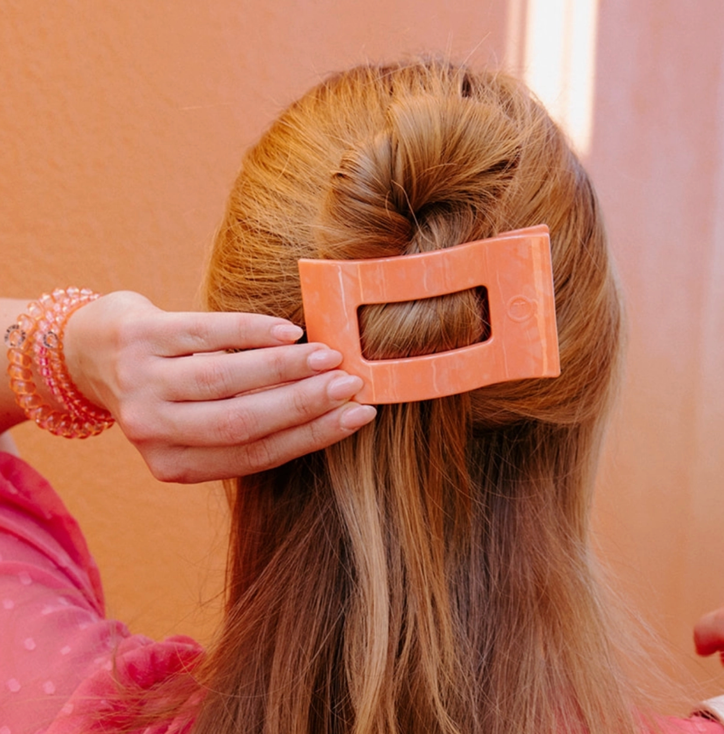 Flat Rectangle Hair Clip- Dreamsicle