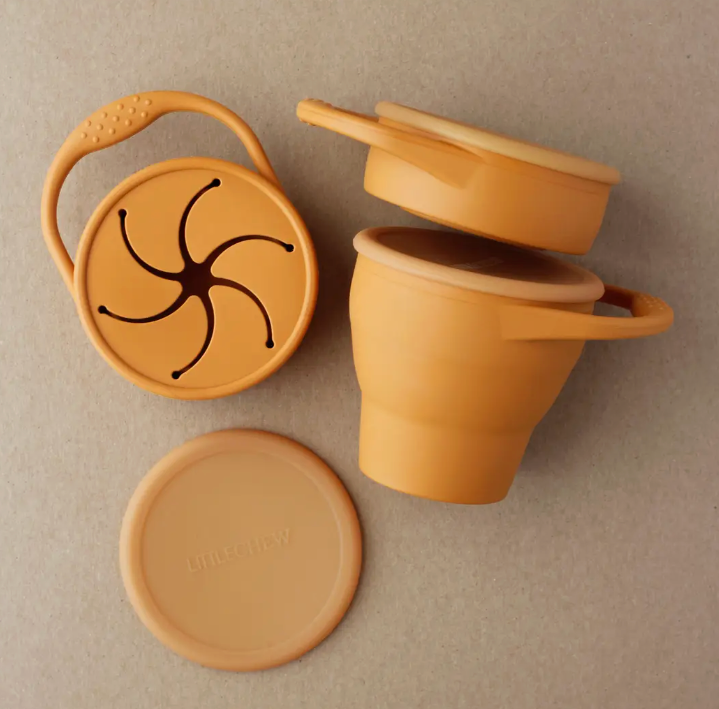 Foldable Silicone Snack Cup - Golden Ochre