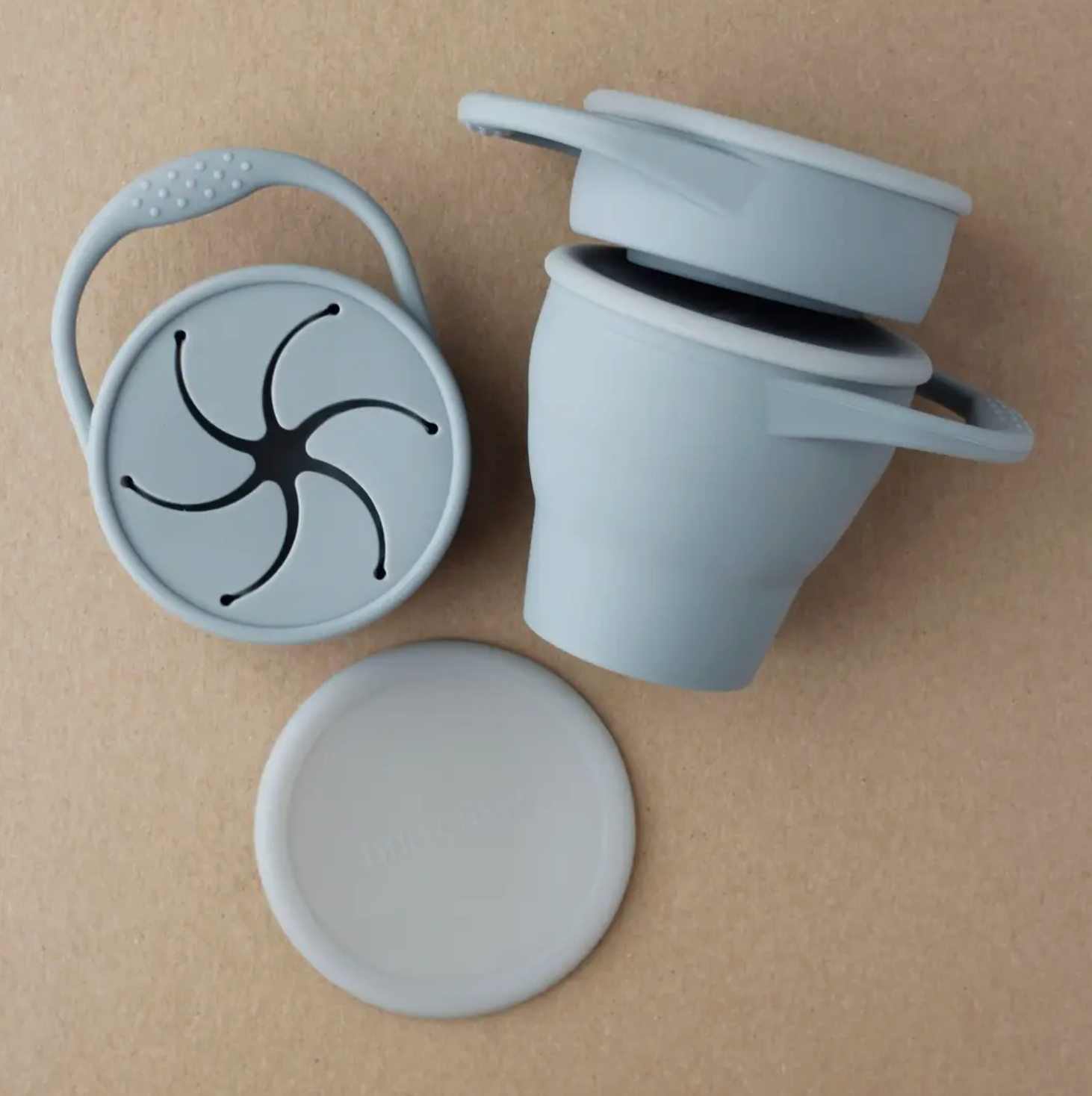 Foldable Silicone Snack Cup - Silver Blue