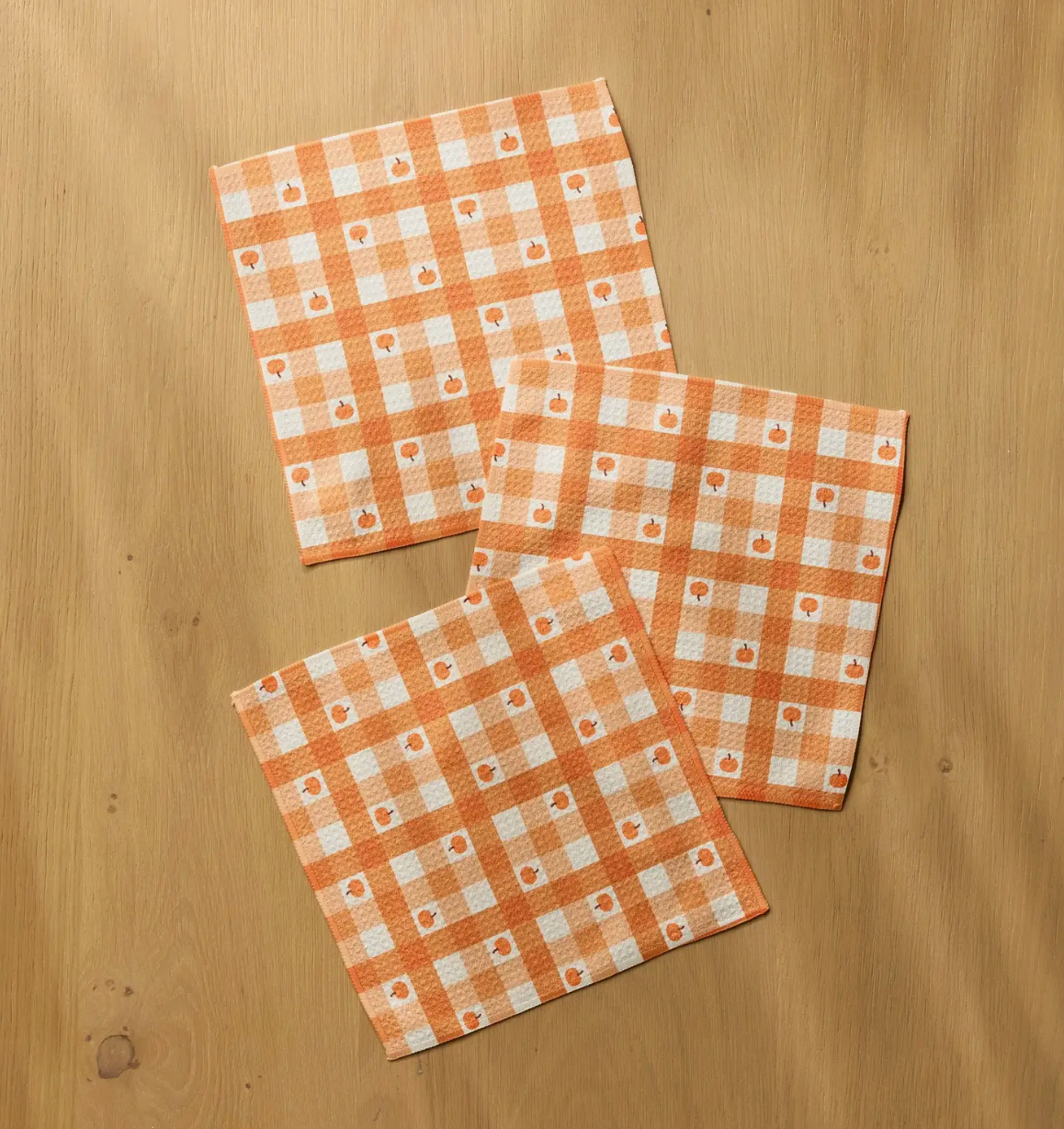 Pumpkin Check Dishcloth Set