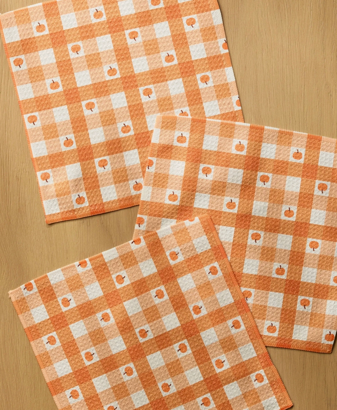 Pumpkin Check Dishcloth Set