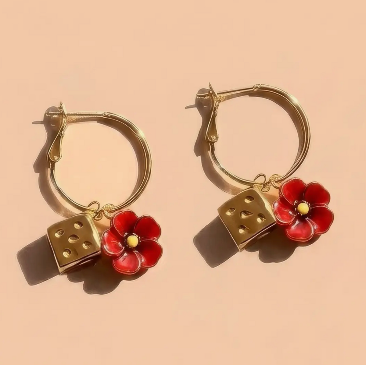 Lucky Poppy Hoops - Red
