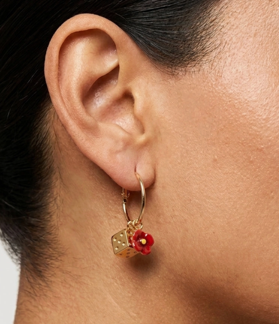Lucky Poppy Hoops - Red