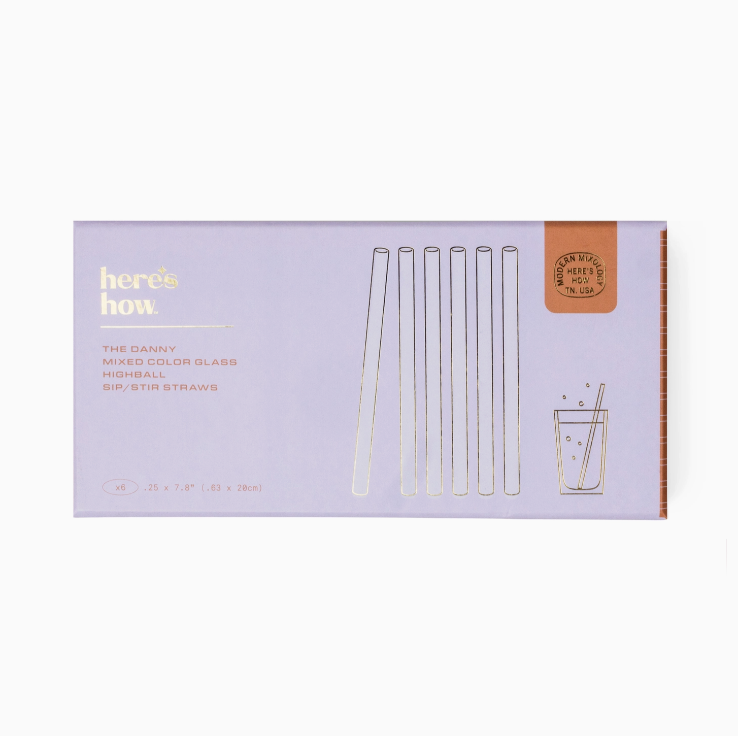 The Danny Set of 6 Glass Highball Straws