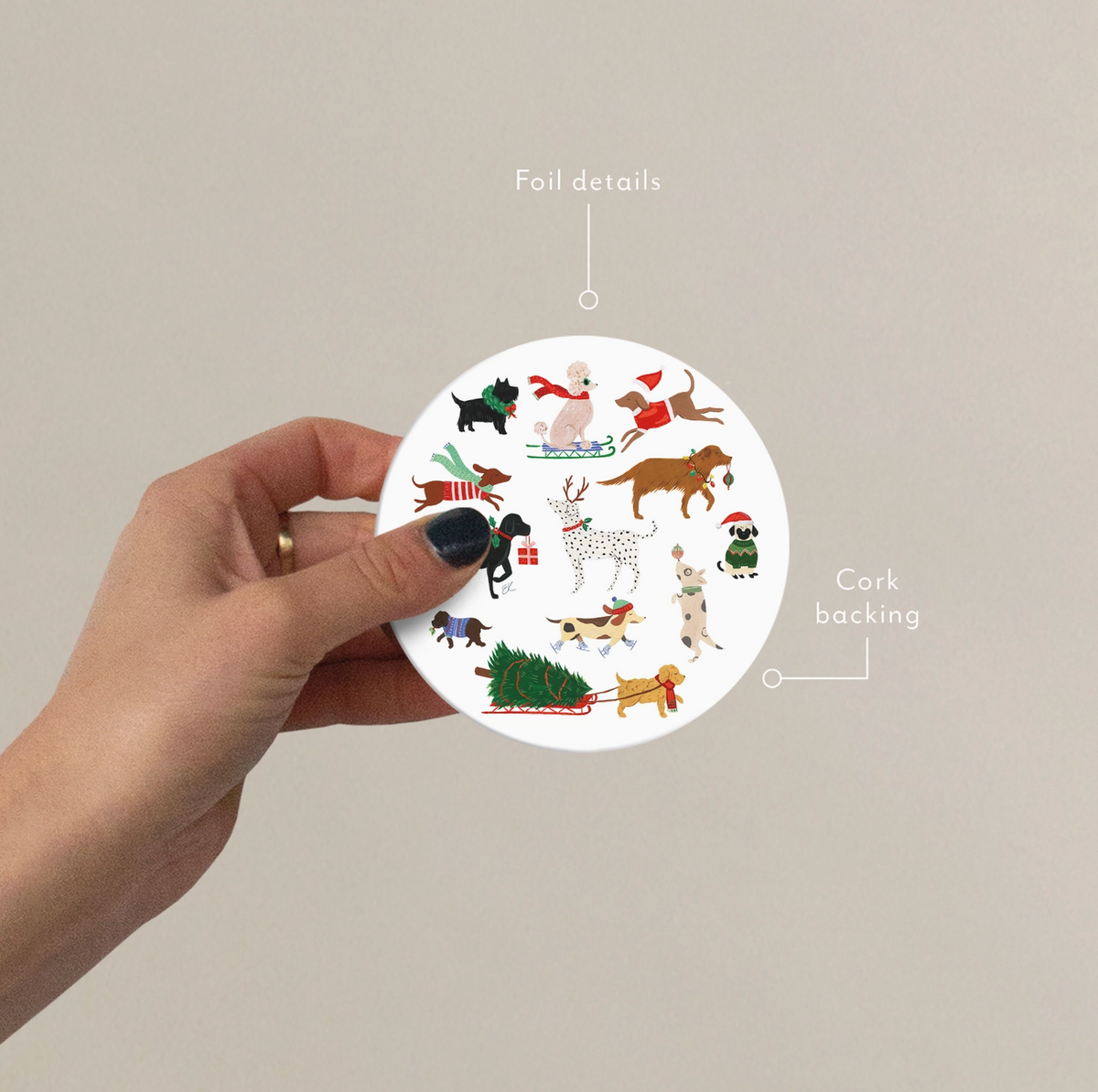 12 Dogs of Christmas Coaster