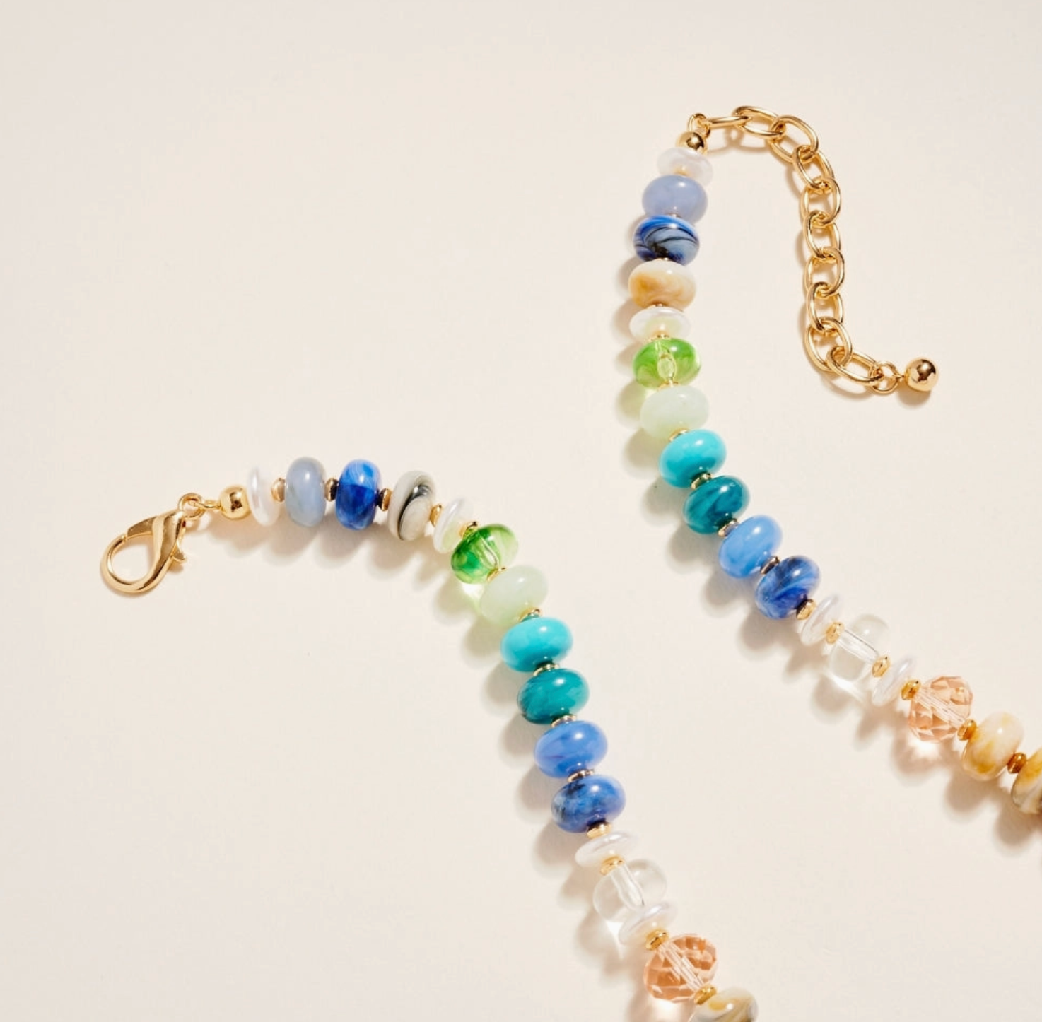 Colorful Resin Bead Puffy Heart Pendant Necklace