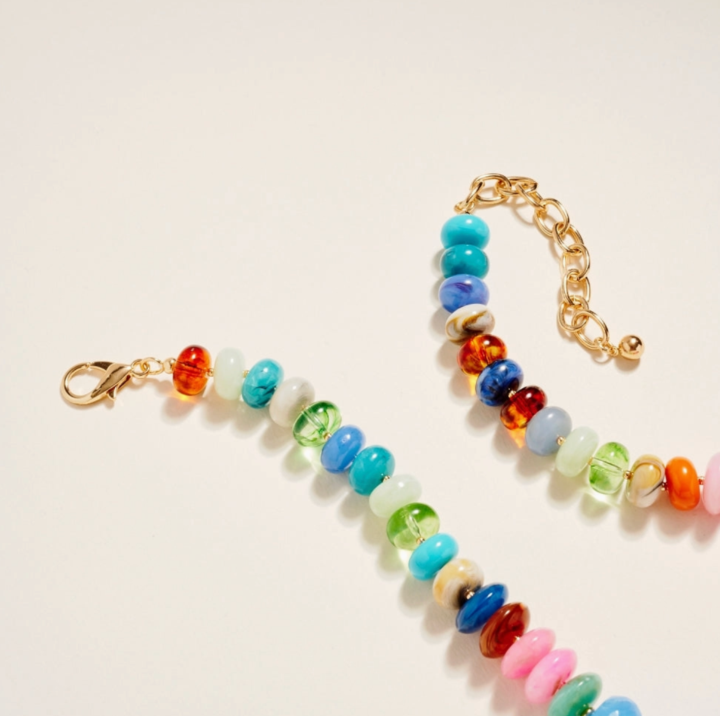 Mixed Shaped Colored Resin Bead Necklace