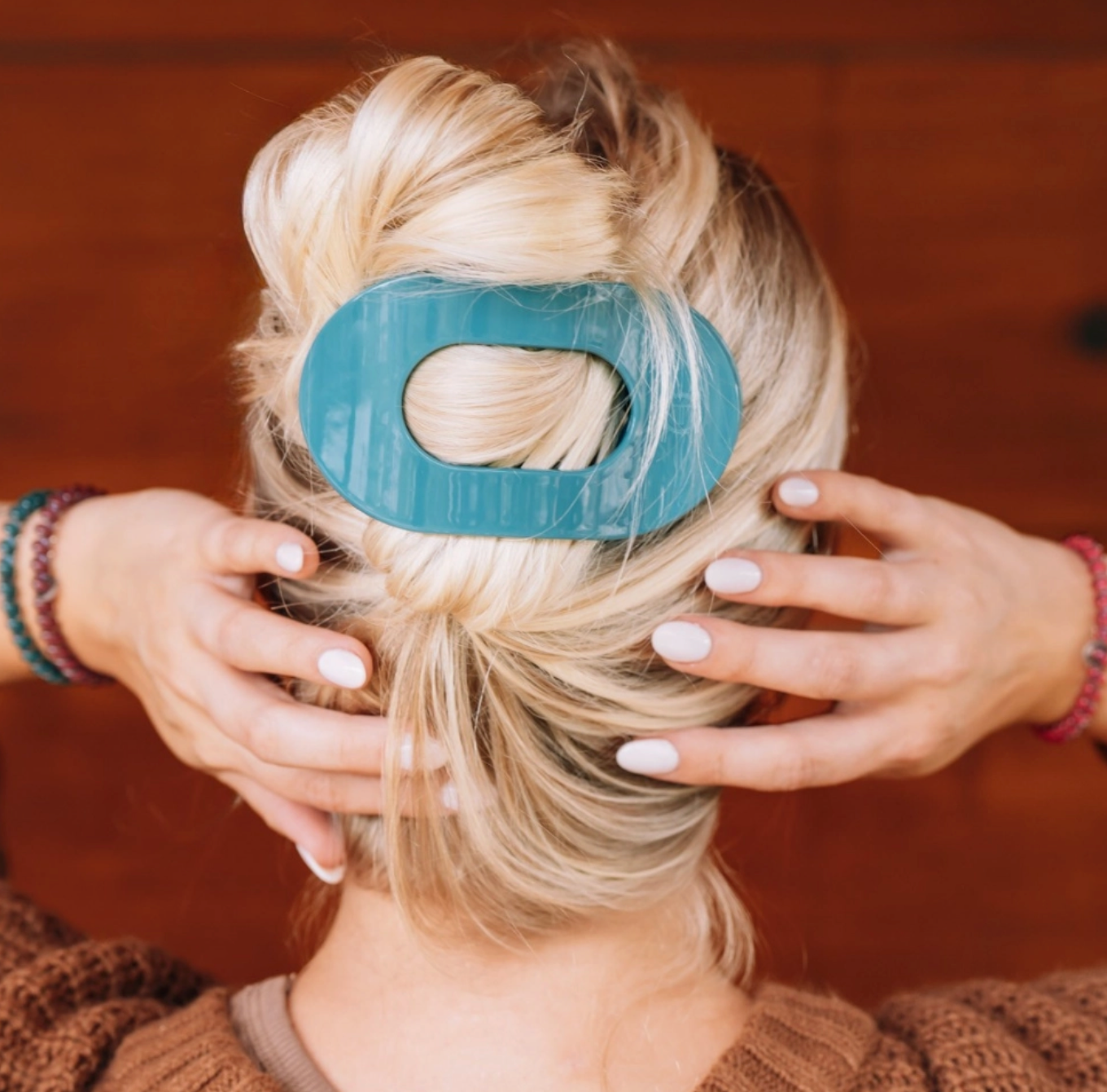 Flat Round Hair Clip - Teal