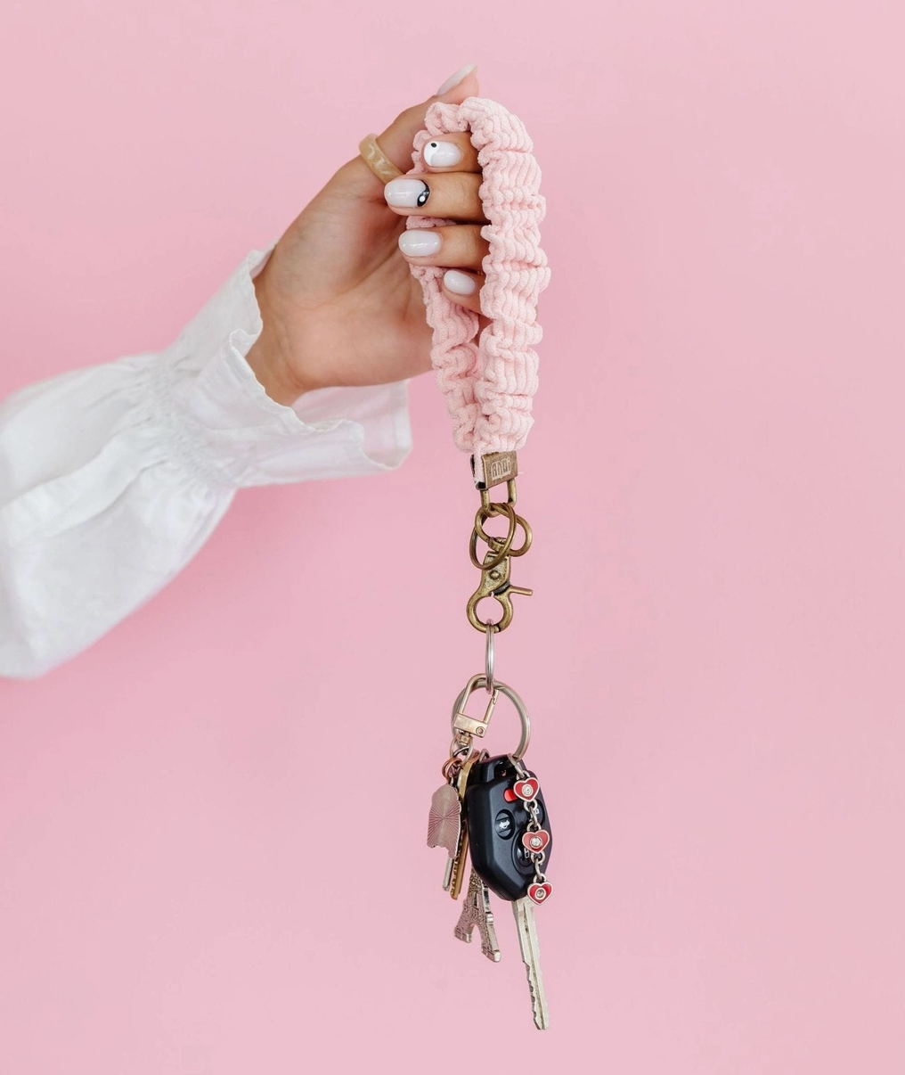 Rose Corduroy Scrunchie Keychain