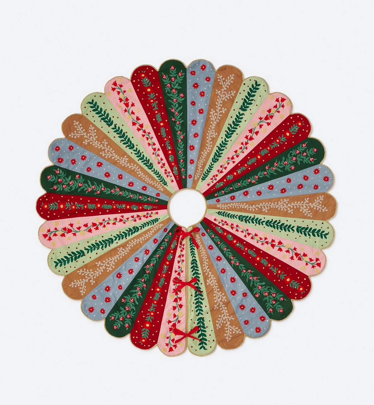 Holly Jolly Embroidered Tree Skirt