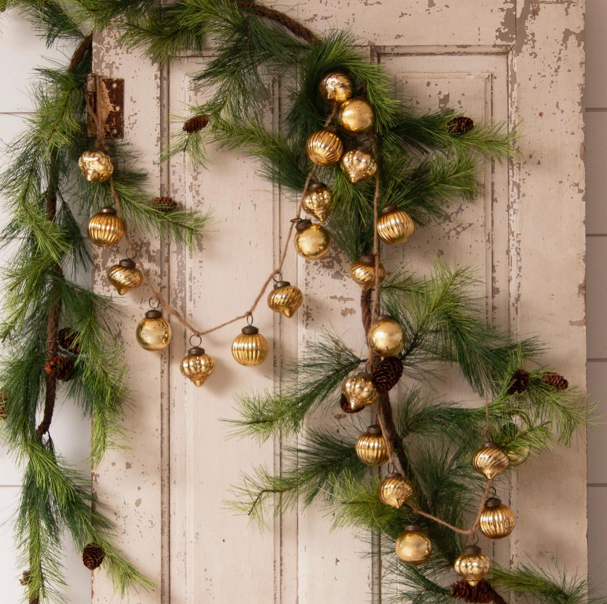 Gold Mercury Glass Ornament Garland