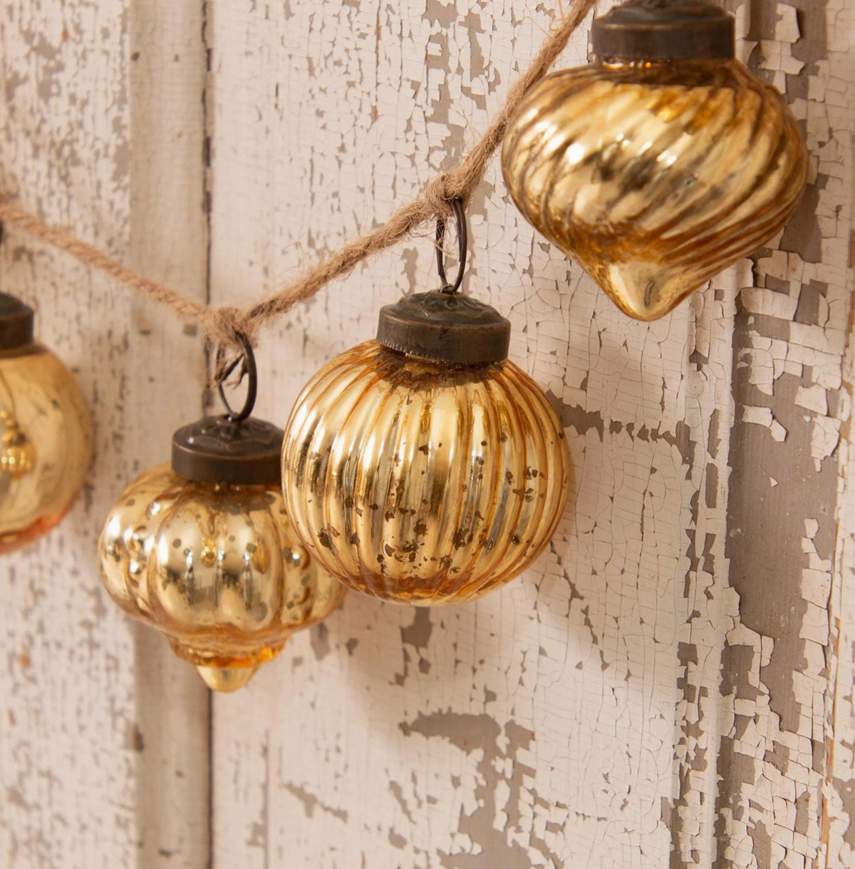 Gold Mercury Glass Ornament Garland