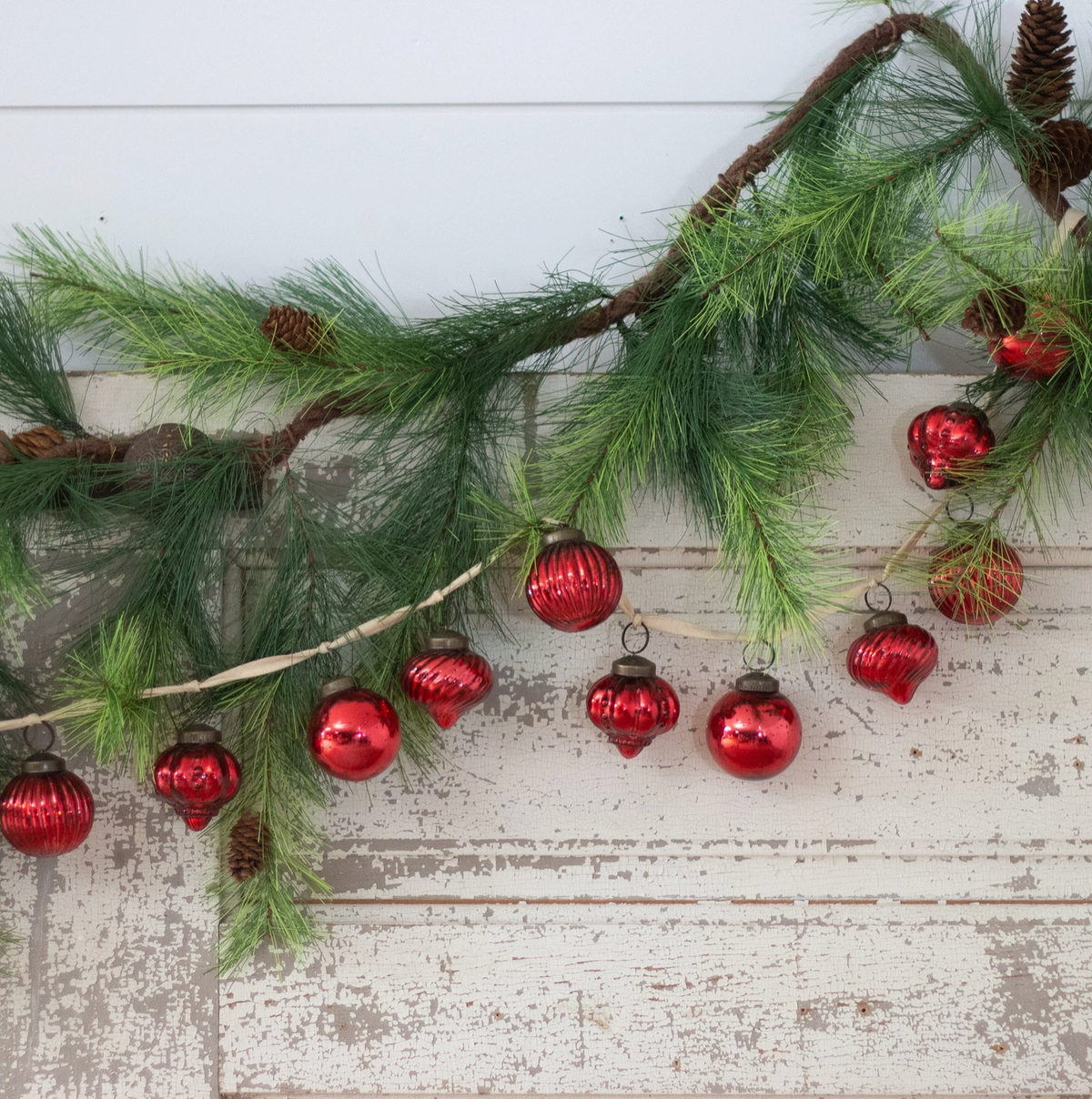 Red Mercury Glass Ornament Garland