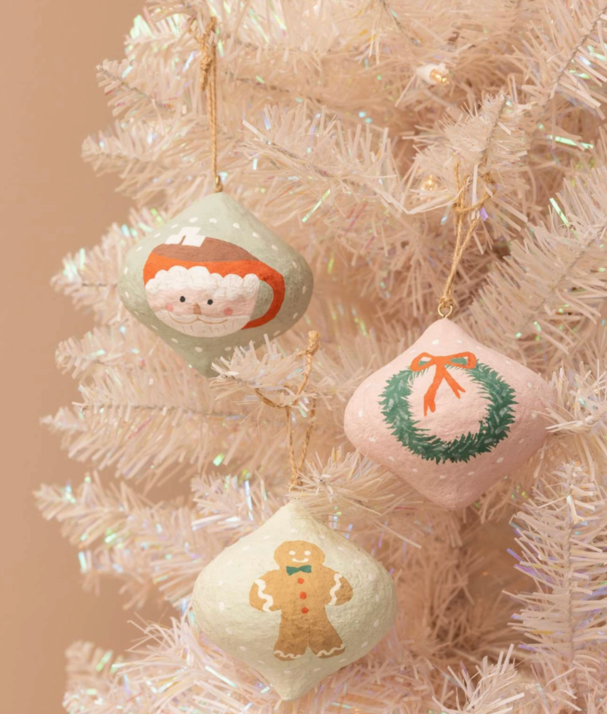 Paper Mache Holiday Teardrop Ornaments