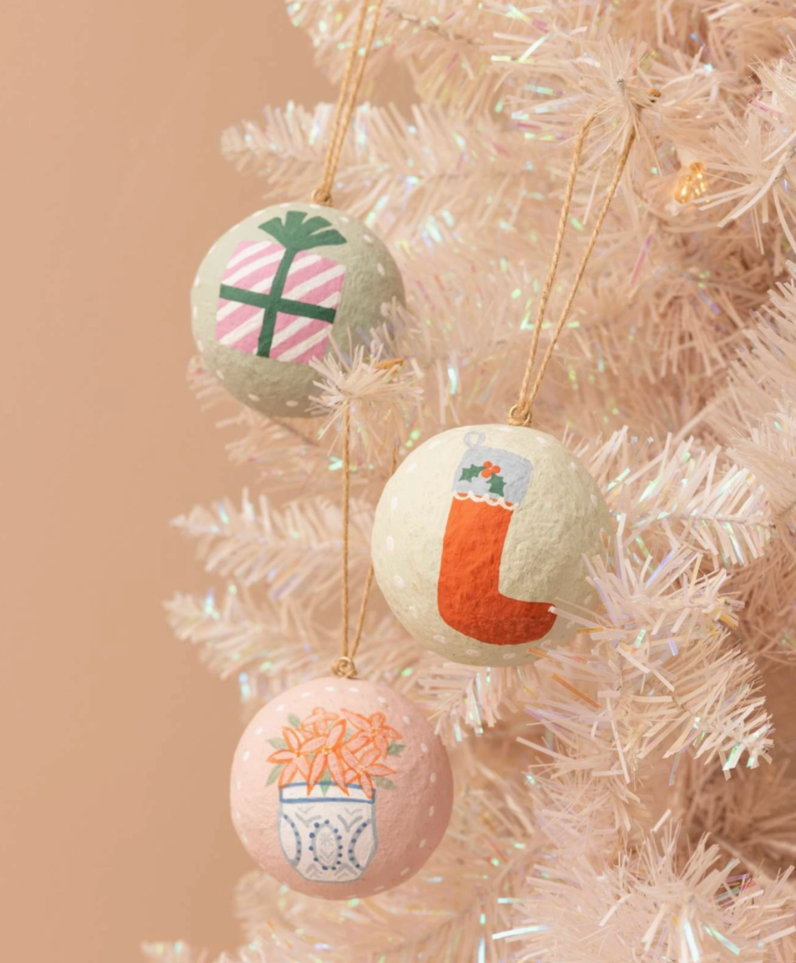 Paper Mache Holiday Globe Ornaments