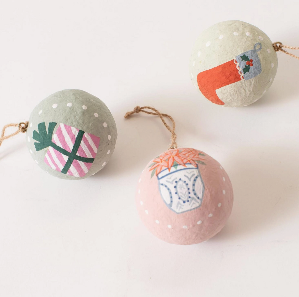 Paper Mache Holiday Globe Ornaments