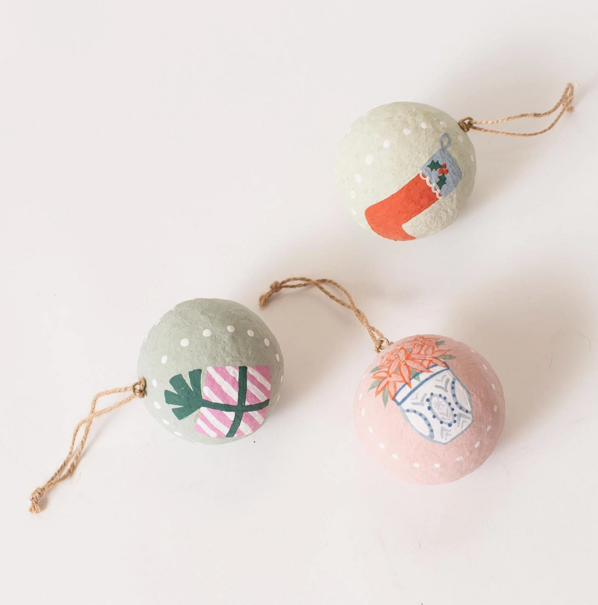 Paper Mache Holiday Globe Ornaments