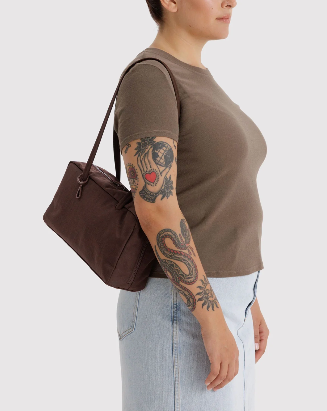 Baggu Nylon Bowler Bag - Coffee