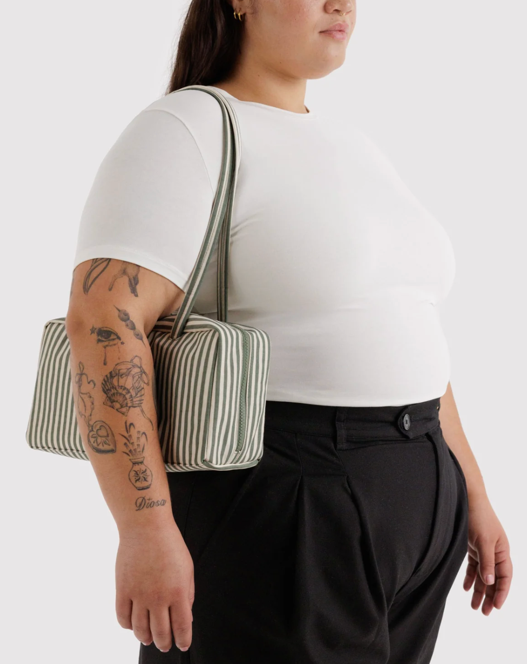 Baggu Nylon Bowler Bag - Sage Stripe