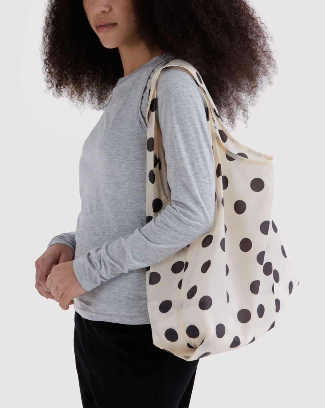Standard Baggu - Cream + Black Polka Dot