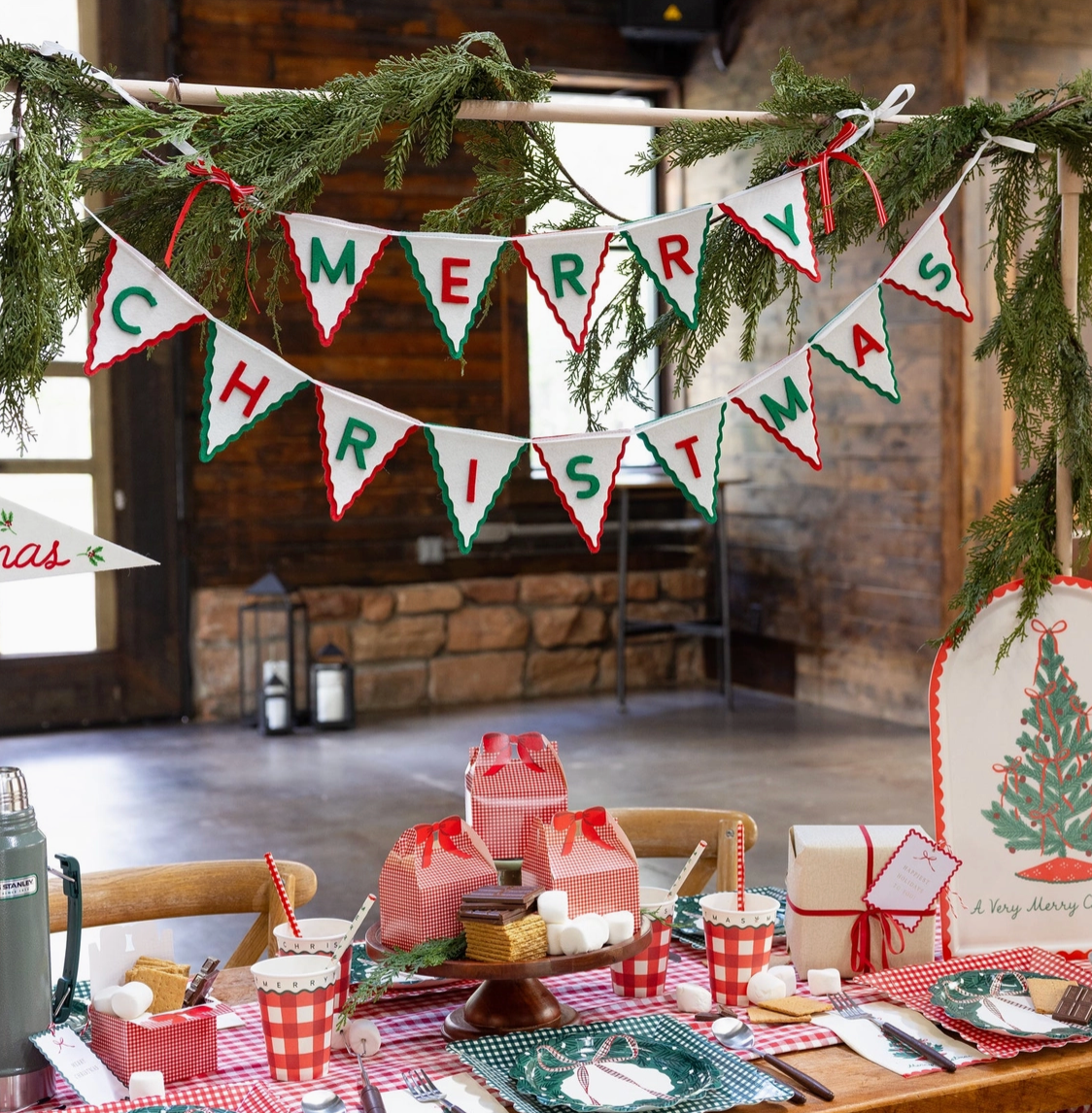 Merry Christmas Layered Felt Banner Set