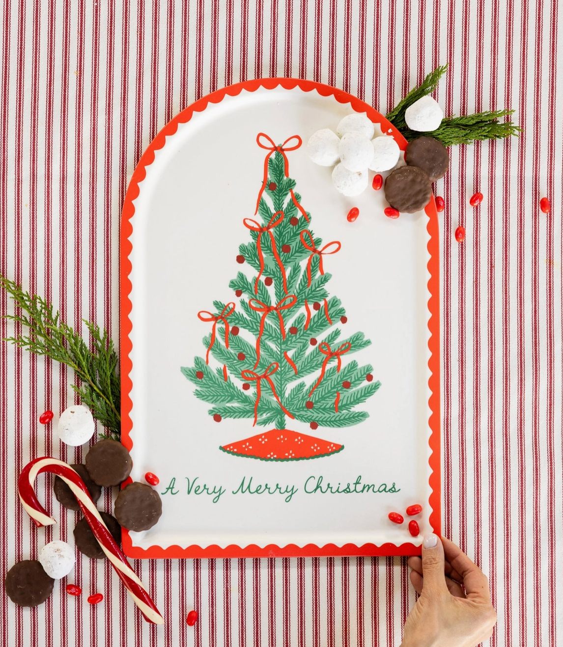 Christmas Tree Arch Bamboo Tray