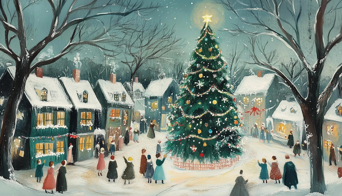 Village Tree Christmas Jigsaw Puzzle