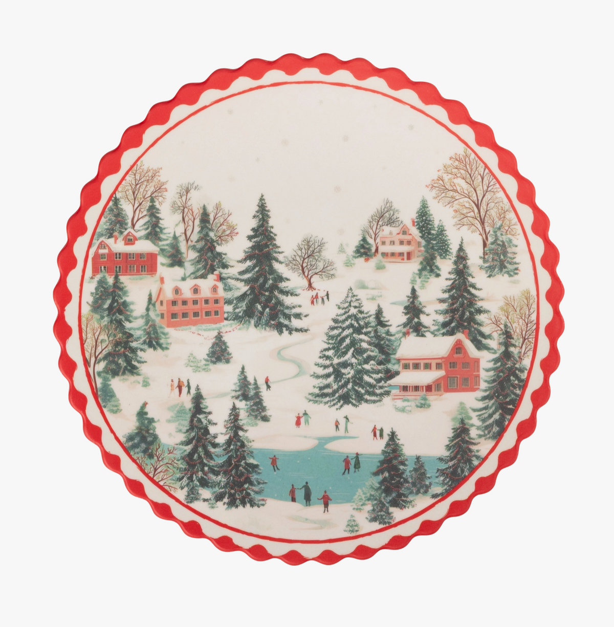 Snowy Christmas Village 9" Bamboo Plates