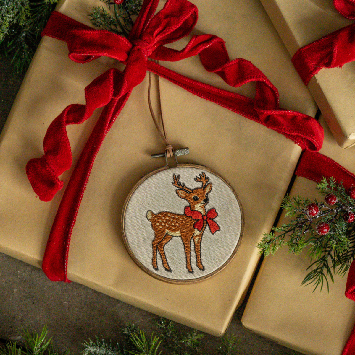 5" Reindeer Embroidered Ornament