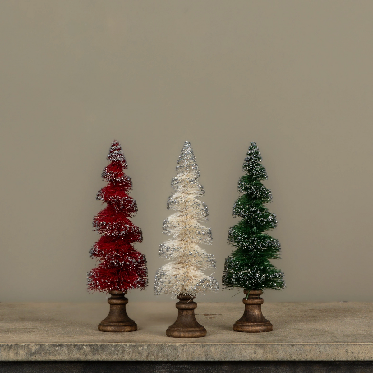 Glittered Spiral Bottlebrush Trees