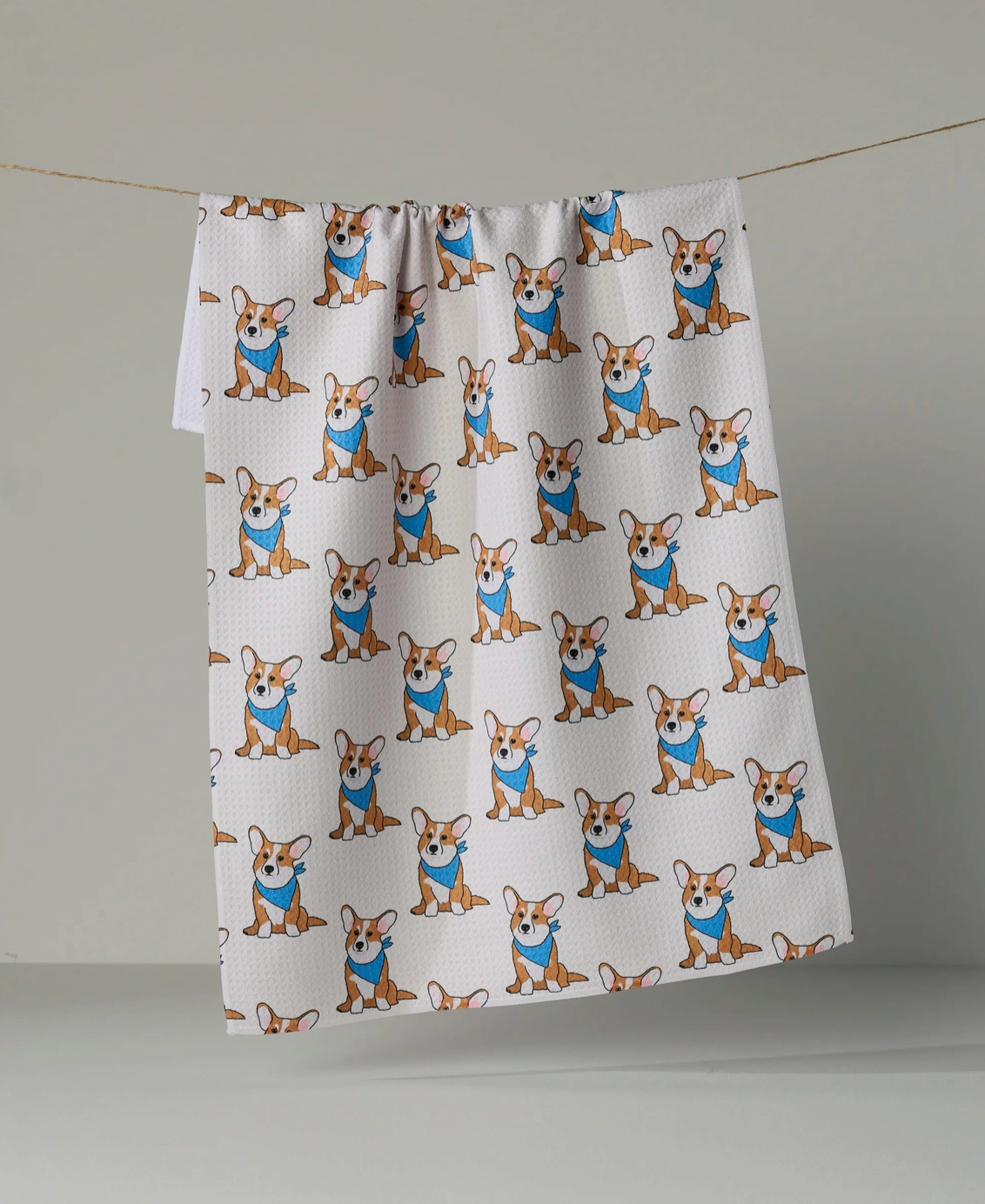 Corgi Pals Tea Towel - Blue
