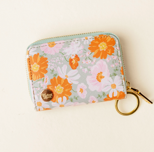 Sage Floral Zip Around Wallet