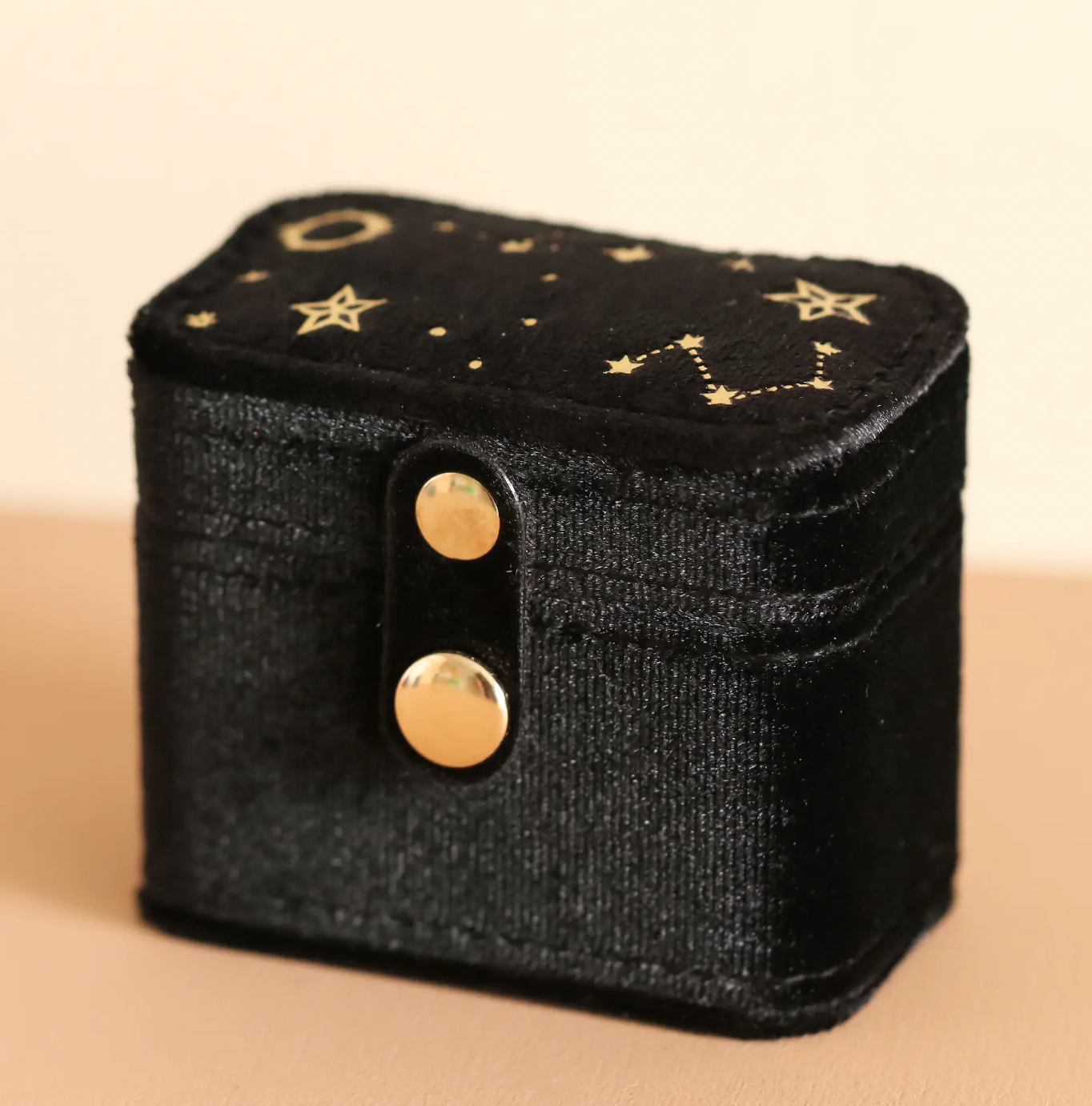 Starry Night Petite Velvet Travel Ring Box - Black